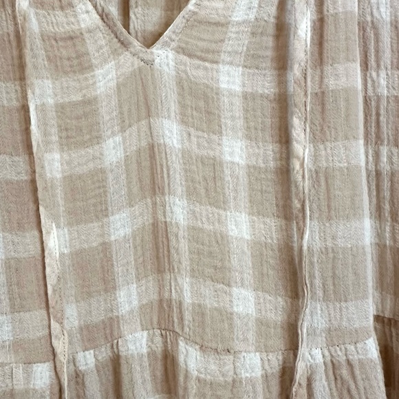 🎉SHOW ME YOUR MUMU Viola Plaid Mini Dress Cream Medium - Picture 8 of 14